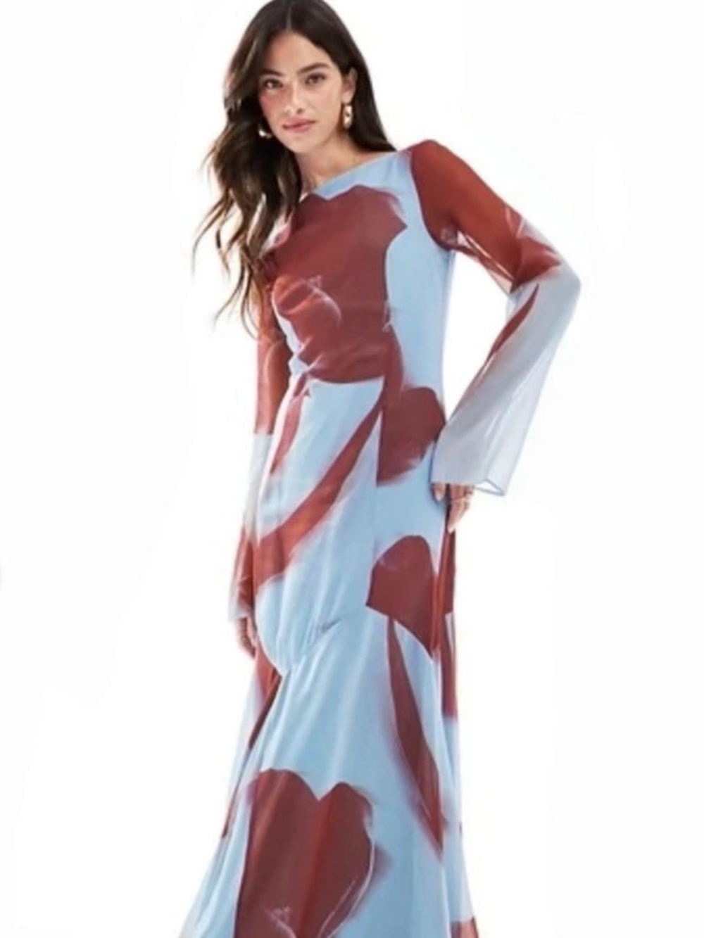 ASOS Abstract Print Maxi Dress in Blue & Red